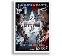 Captain America Civil War Cast Signed Movie Poster Autograph A4 Photo Print Framed Memorabilia Gift 2016 Marvel Film (A3 Poster only)