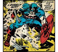 Captain America "Direct Hit Canvas Print, Multi-Colour, 40 x 40 cm