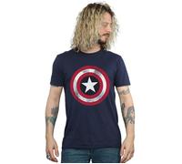 Marvel Mens Captain America Distressed Shield T-Shirt - Navy Blue - Navy Blue - L