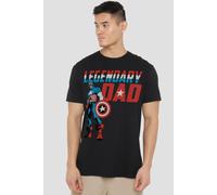 Captain America Father'S Day Legendary Dad Mens T-Shirt Black Captain America Black S