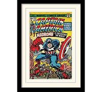 Captain America Marvel (Madbomb) 30x40 cm Mounted & Framed, 16 x 12 inches