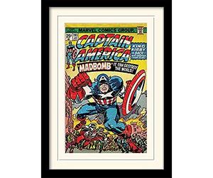 Captain America Marvel (Madbomb) 30x40 cm Mounted & Framed, 16 x 12 inches