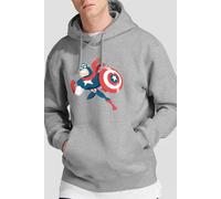 Captain America Men's Holiday Outfit Hoodie Light Grey | Size: Small Captain America Light Grey S