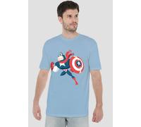 Captain America Men's Holiday Outfit T-Shirt Light Blue | Size: Medium Captain America Light Blue M