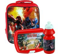 Captain America Men's Lunch Bag, Sandwich Box & Bottle Set in Red Captain America Red One Size