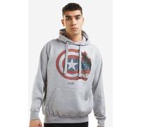 Captain America Men's Marvel Shield Flag Pullover Hoodie Grey | Size: Medium Captain America Grey M