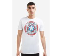 Captain America Men's Marvel Shield Sketch T-Shirt White | Size: Large Captain America White L