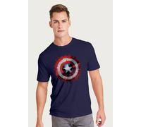Captain America Men's Shield Paint Splat Avengers Marvel T-Shirt in Navy | Size: 2XL Captain America Navy 2XL