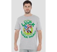 Captain America Men's St Patrick'S Day Lucky Super Hero T-Shirt Grey | Size: Small Captain America Grey S