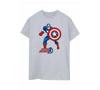Captain America Women's The First Avenger Boyfriend T-Shirt in Mid Grey | Size: Large Captain America Mid Grey L
