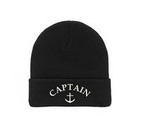 Captain Anchor Embroidered Art Unisex Winter Hat Beanie Black