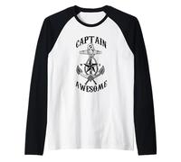 Captain Awesome - Anchor, Sea Boat Sailing, Traveling, Nomad Raglan Baseball Tee
