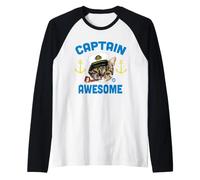 Captain Awesome Funny Cat Raglan Baseball Tee