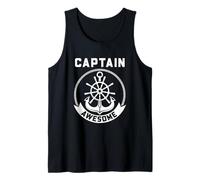 Captain Awesome Nautical Boating Humor Graphic Design Tank Top