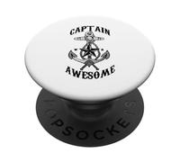 Captain Awesome - Sailing Anchor, Navigate, Travel Boat Gift PopSockets Adhesive PopGrip