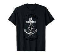 Captain Awesome - Sailing Anchor, Navigate, Travel Boat Gift T-Shirt