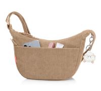Captain Blues Crossbody Bag for Women, Crescent Bag, Half Moon Shoulder Bag, Corduroy Side Bag with Zipper, Adjustable Strap & Cotton Lining for Work, Travel, College (Khaki)