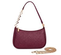 Captain Blues Small Handbag for Women, Shoulder Bag for Women, PU Leather Baguette Bag with Zip, Short Shoulder Strap, Gold Chain and Decorative Extension Chain (Wine Red)