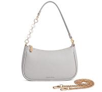 Captain Blues Small Handbag for Women, Shoulder Bag for Women, PU Leather Baguette Bag with Zip, Short Shoulder Strap, Gold Chain and Decorative Extension Chain (Light Grey)