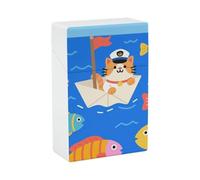 Captain - Cat on Paper - Boat Cigarettes Box Crush Proof, Waterproof, Hard Plastic Cigarette Holder Case, Stylish Lighter Holderfor Men/Women