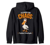 Captain Catastrophe s Funny Pelican Cleared for Chaos Zip Hoodie