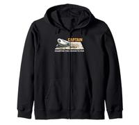 Captain Charting the Course Nautical Fun Graphic Zip Hoodie