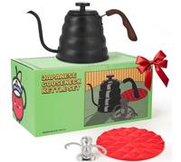 Captain Cranberry Gooseneck Kettle, Stovetop, Thermometer, Black, 40.6oz