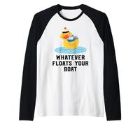 Captain Duck Holding Cruise Ship Nautical Humor Raglan Baseball Tee