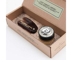 Captain Fawcett's Moustache Wax (Sandalwood Scent) & Folding Pocket Moustache Comb (CF.87T) Gift Set - Made in England