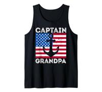 Captain Grandpa Boat Sailing Boating Anchor Funny US Flag Tank Top