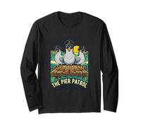 Captain Gulls The Pier Patrol Seagull Ocean Sunset Dock Long Sleeve T-Shirt