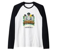 Captain Gulls The Pier Patrol Seagull Ocean Sunset Dock Raglan Baseball Tee
