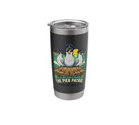 Captain Gulls The Pier Patrol Seagull Ocean Sunset Dock Stainless Steel Insulated Tumbler