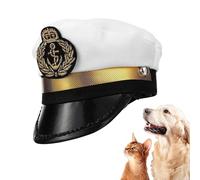 Captain Hat for Dog, White Captain Cosplay Hat with Adjustable String, Dress Up Headdress Photo Props, Cat Puppy Navy, Any House Pet Halloween Costume Accessories