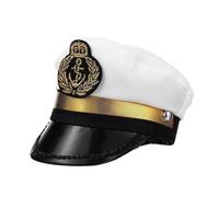 Captain Hat for Dog, White Captain Cosplay Hat with Adjustable String, Pet Dress-Up Headdress, Puppy Cat Navy Costume, Fun Photo Props for Halloween and Parties, 5.12x3.54 Inches