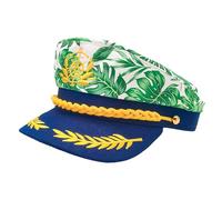 Captain Hat for Men Women Adjustable Sailor Hat Adult Navy Boat Cruise Cap Bachelor Party Yacht Party Dress Up Captain Hook Marine Admiral Halloween Costume Green Leaves Hawaiian Beach Outfit