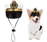 Captain Hat for Small Dogs: Pet Puppy Sailor Hat Adjustable Puppy Dog Yacht Cap Pets Cats Dress Up Headgear Cosplay Costume Accessories for Parties Photo Props
