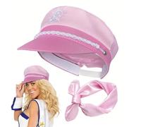 Captain Hat for Women - Adjustable Pink Ship Sailor Cap for Girls | Elegant Navy-Marine Sea Hats for Nautical Theme Parties, Bachelor, Costume, Halloween