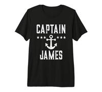Captain James Anchor Nautical Name Design Vintage Premium T-Shirt