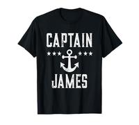 Captain James Anchor Nautical Name Design Vintage T-Shirt
