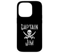 Captain Jim Vintage Personalized Pirate Skull Boating Fan Case for iPhone 14 Pro