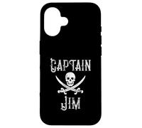 Captain Jim Vintage Personalized Pirate Skull Boating Fan Case for iPhone 16