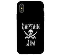 Captain Jim Vintage Personalized Pirate Skull Boating Fan Case for iPhone X/XS