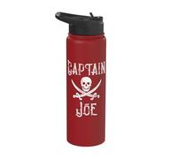 Captain Joe Pirate Skull Crossed Swords Personalized Name Stainless Steel Insulated Water Bottle