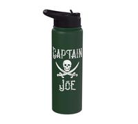 Captain Joe Pirate Skull Crossed Swords Personalized Name Stainless Steel Insulated Water Bottle