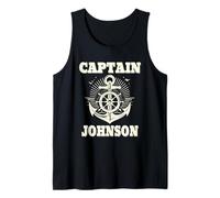 Captain Johnson Anchor and Ship Wheel Nautical Graphic Art Tank Top