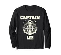 Captain Lee Anchor and Ship Wheel Nautical Graphic Design Long Sleeve T-Shirt