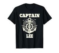Captain Lee Anchor and Ship Wheel Nautical Graphic Design T-Shirt