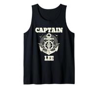 Captain Lee Anchor and Ship Wheel Nautical Graphic Design Tank Top