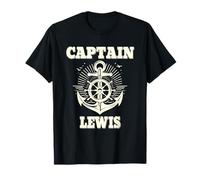 Captain Lewis Anchor and Ship Wheel Nautical Graphic Design T-Shirt